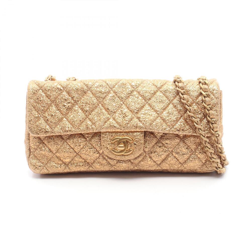 Chanel Matelasse Metallic Shoulder Bag Leather Gold Tone